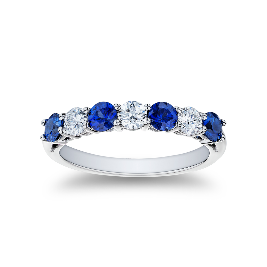 Platinum Alternating Sapphire .72 Total Weight and Diamond Band