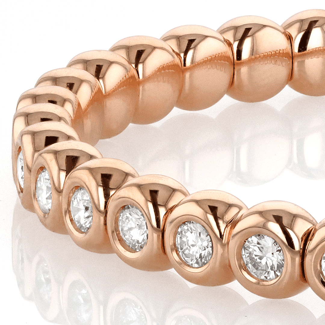 18k Rose Gold and 3.40 Total Weight Diamond Bezel Stretch Bracelet