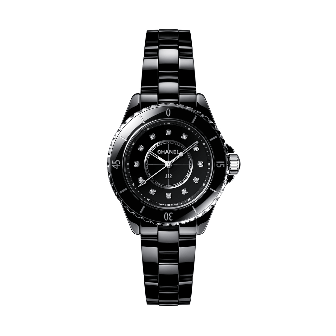 CHANEL Premiere Velours 18k Yellow Gold Black Ceramic19mm Quartz Watch H6125