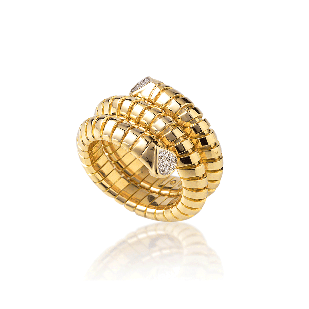 Marina B Trisola 18k Yellow Gold Pavé Diamond Ring
