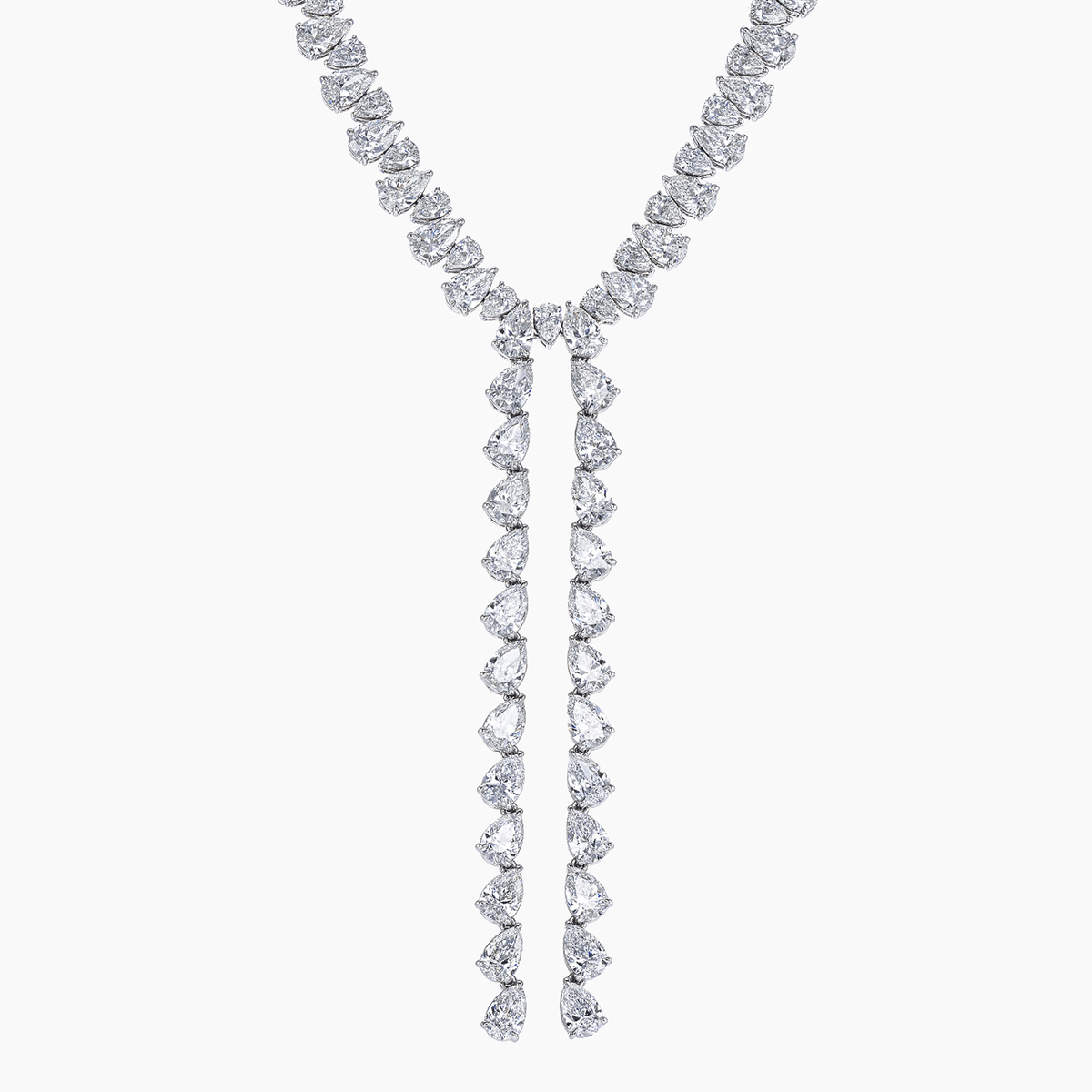 Private Reserve Platinum 44.28ct Pear Shape Diamond Lariat