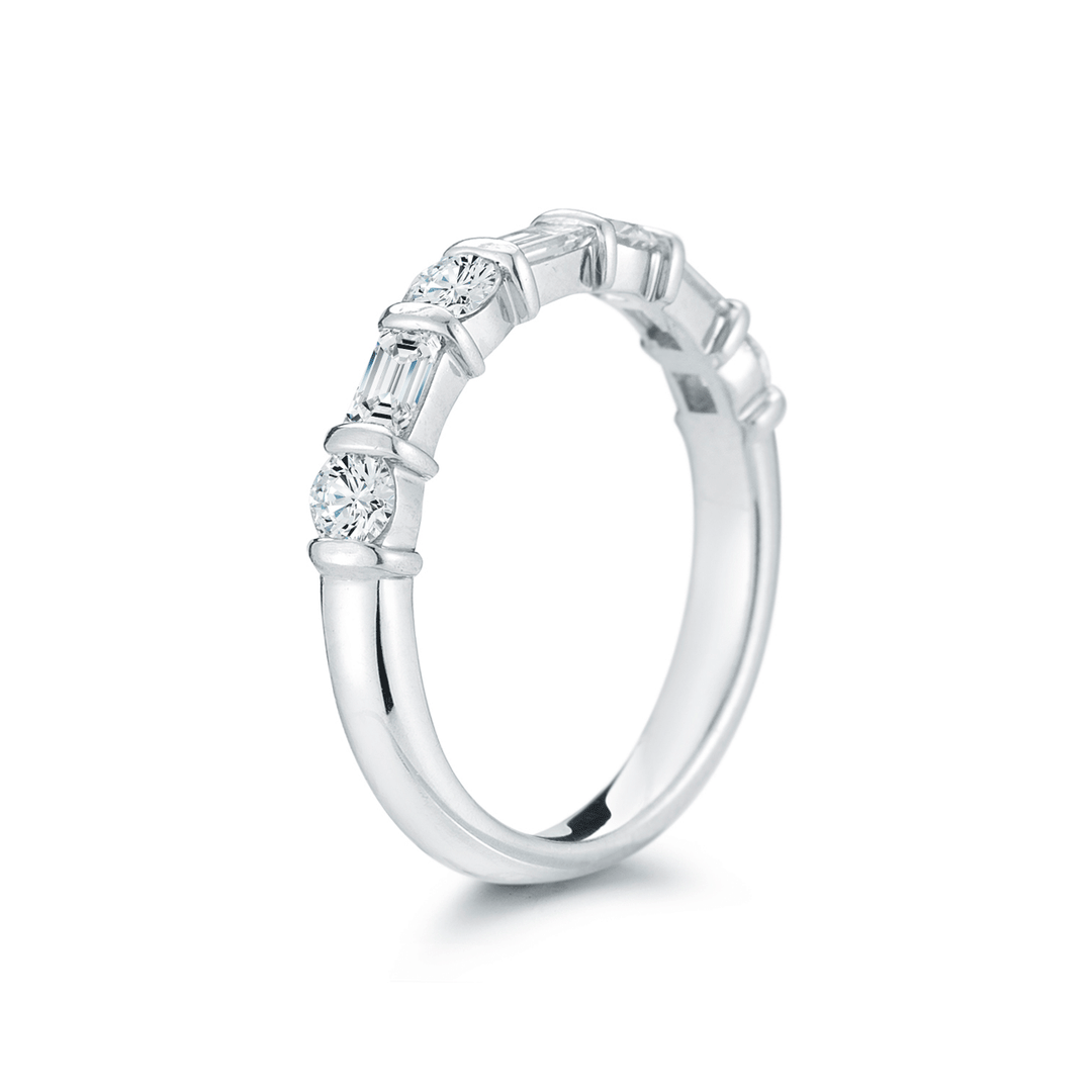 Platinum and 1.03 Total Weight Baguette and Round Diamond Band