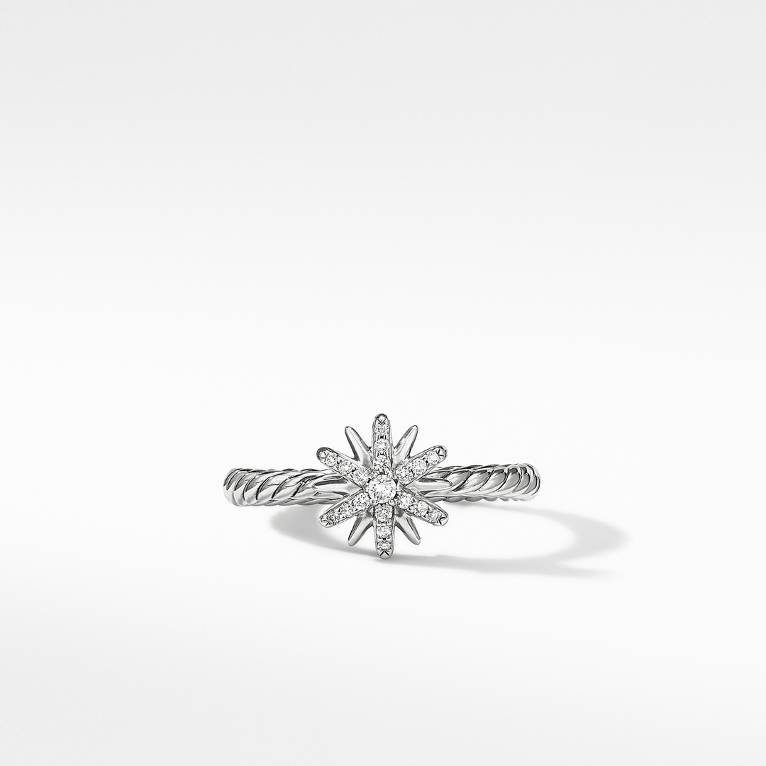 David Yurman Starburst Ring Sterling Silver with Diamonds, 19mm