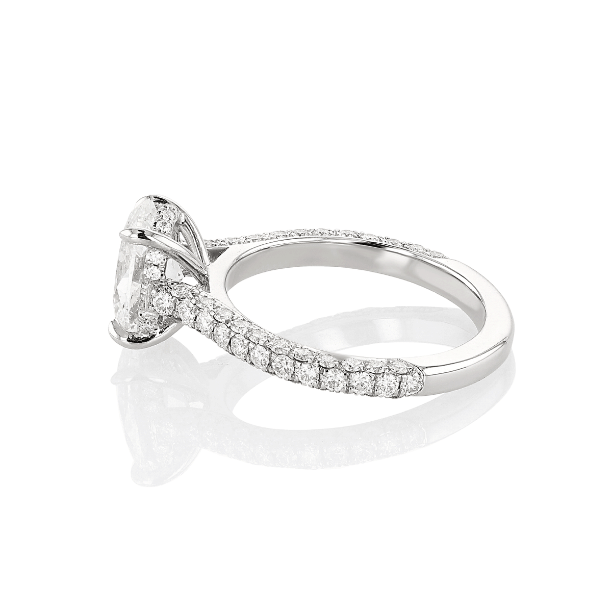 Olivia Platinum and Oval Diamond 2.01 Total Weight Engagement Ring