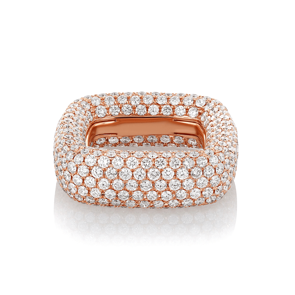 18k Rose Gold and 6.96 Total Weight Diamond Pave Eternity Band