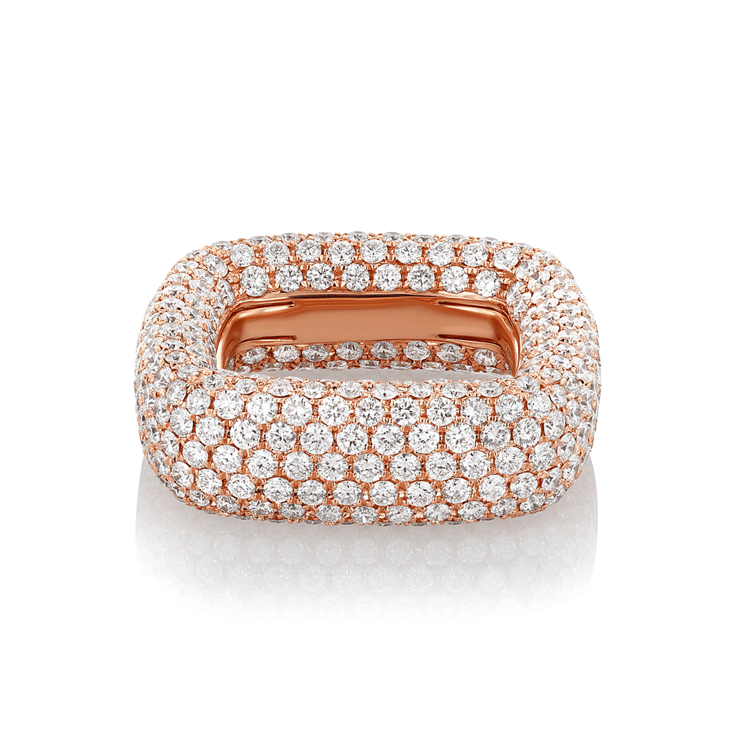 18k Rose Gold and 6.96 Total Weight Diamond Pave Eternity Band