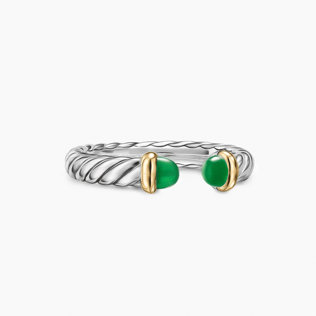 David Yurman Sterling Silver with 14K Yellow Gold and Green Onyx, 3.4mm