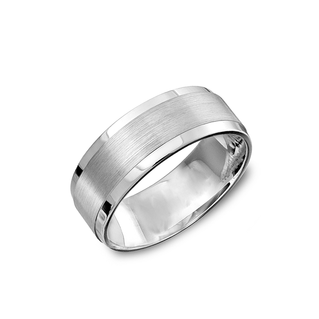Hamilton Collection 14k White Gold 8mm Satin Wedding Band