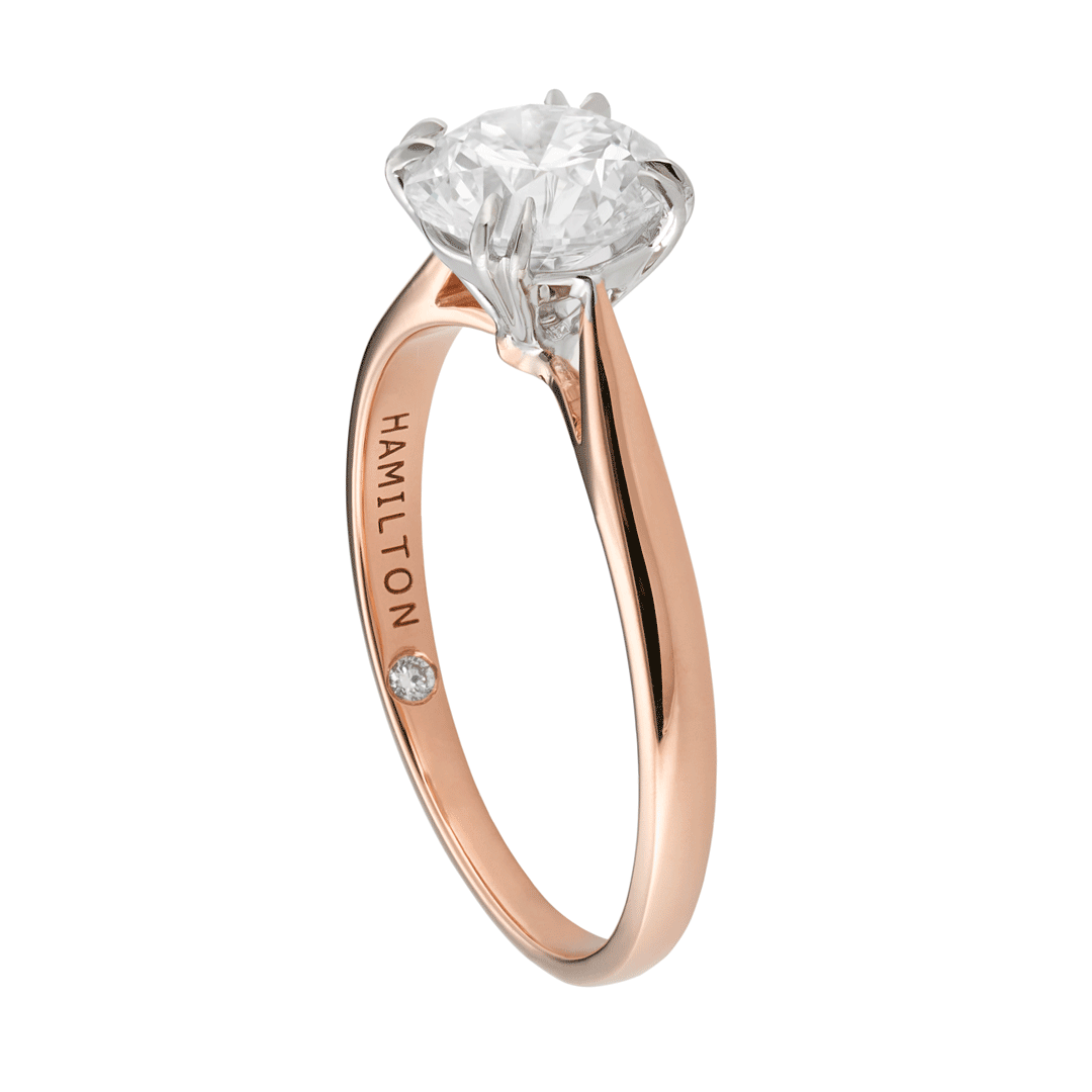 Hamilton Centennial Collection 18k Rose Gold and Solitaire Engagement Mounting Ring For Round Diamond