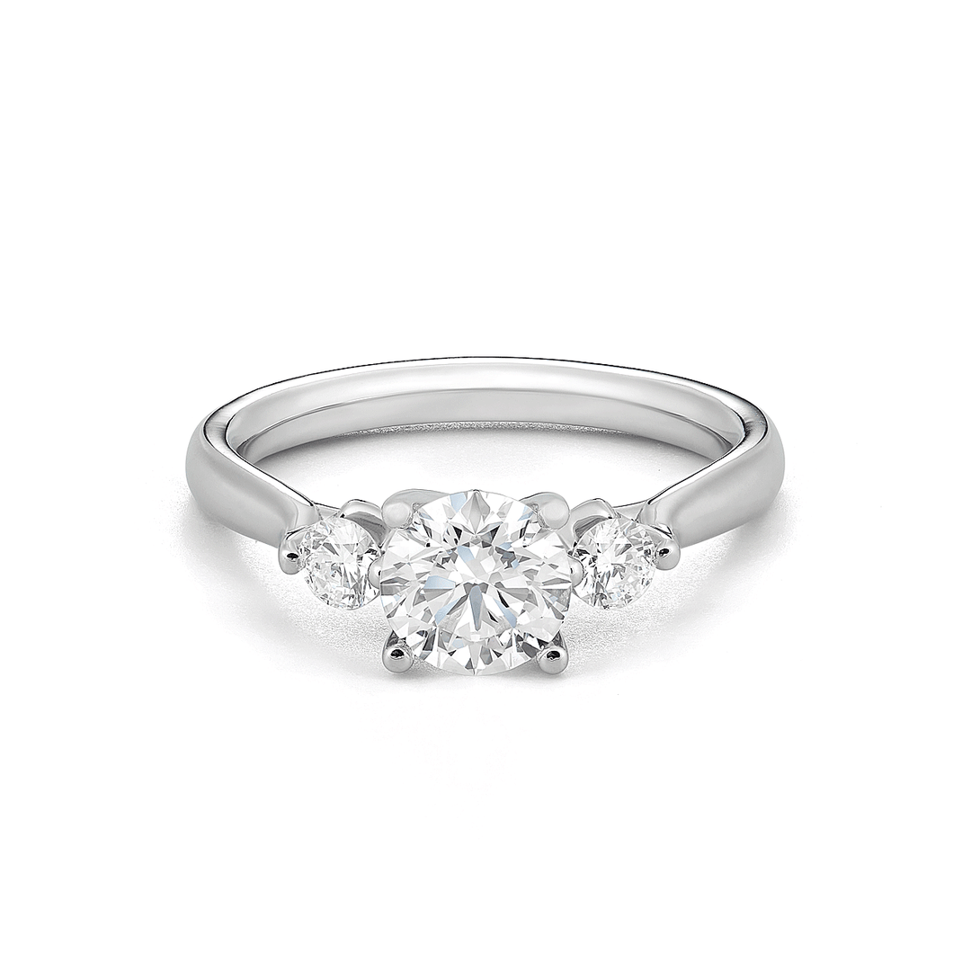 Platinum Three Stone Round Diamond Engagement Ring GIA Certified