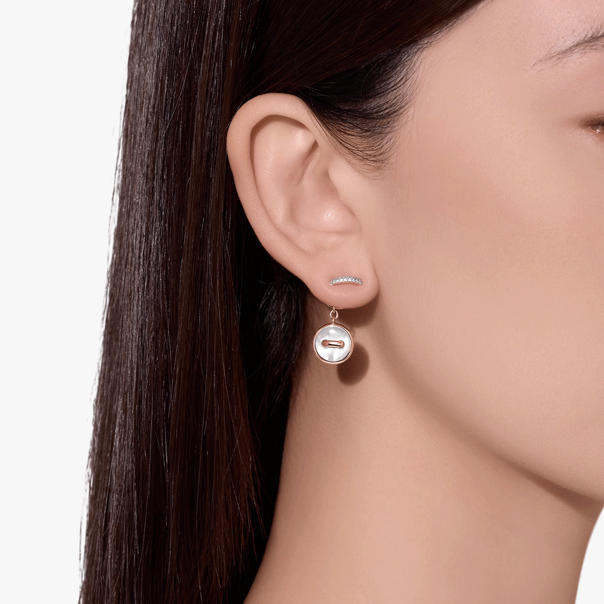 Pomellato Pom Pom Dot 18k Rose Gold Malachite and MOP Drop Earrings