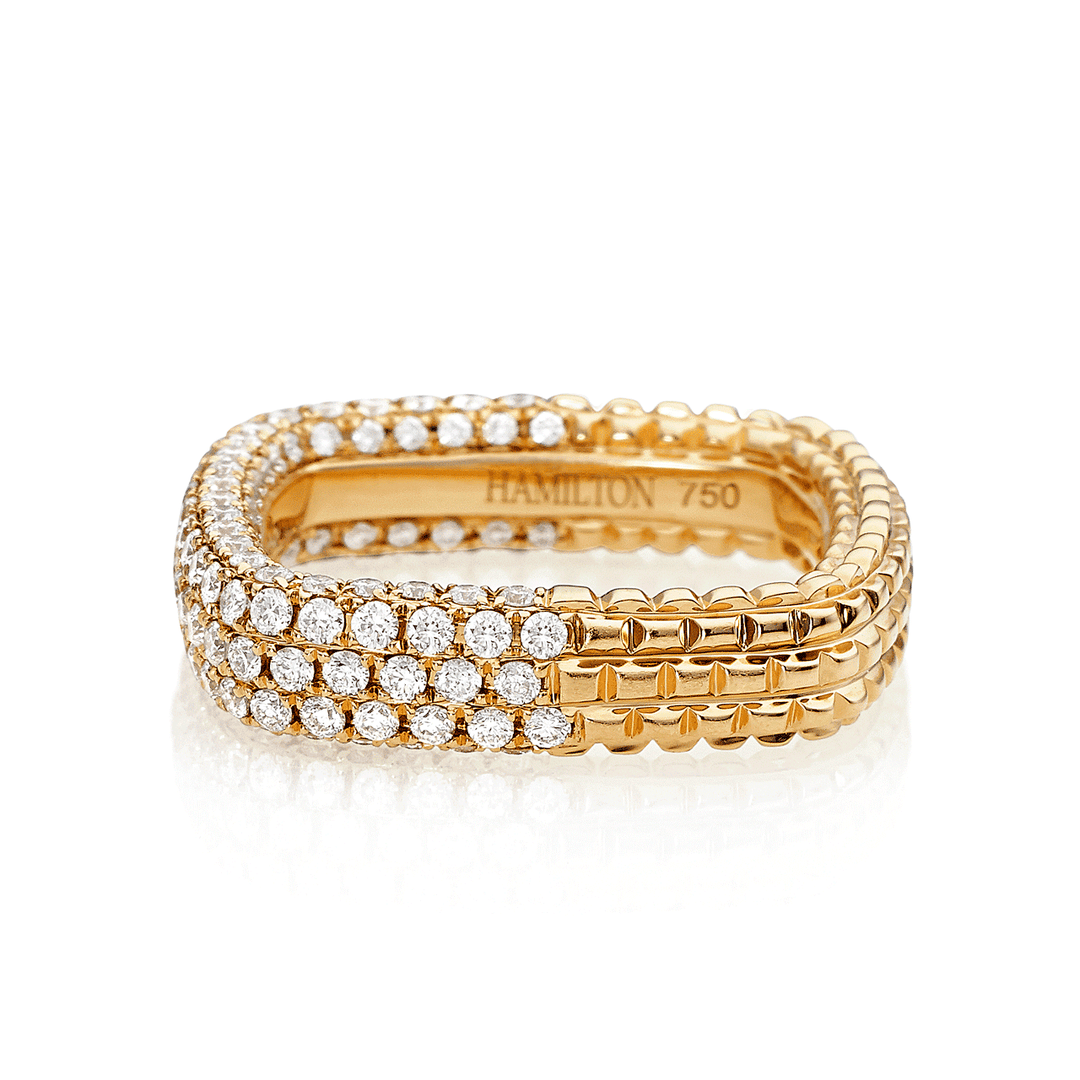 Mercer Three Row 18k Yellow Gold and Diamond 1.28 Total Weight Ring