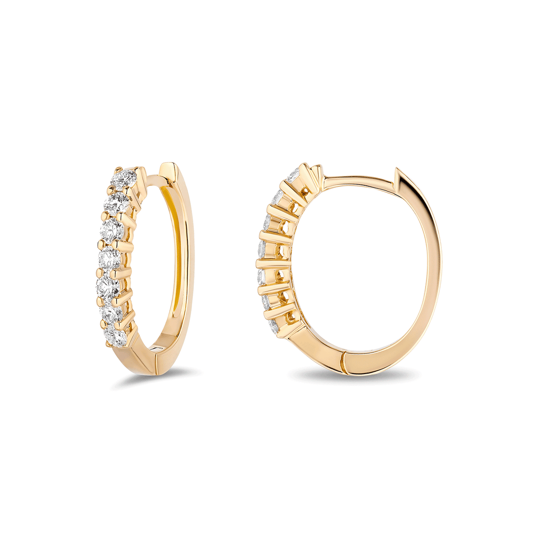 18k Yellow Gold and .46 Total Weight Diamond Huggies