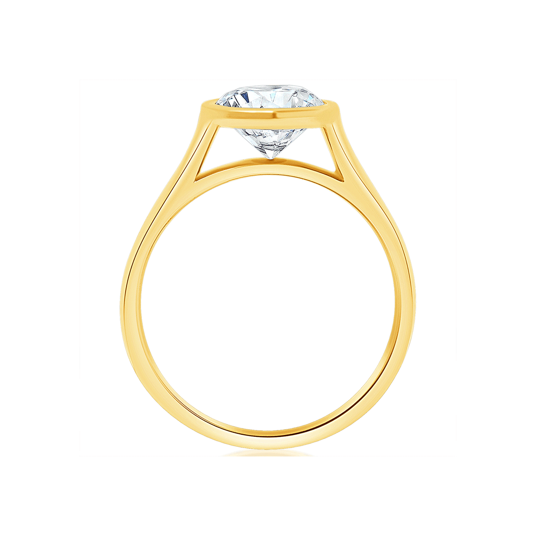 18k Yellow Gold Bezel Engagement Ring Mounting