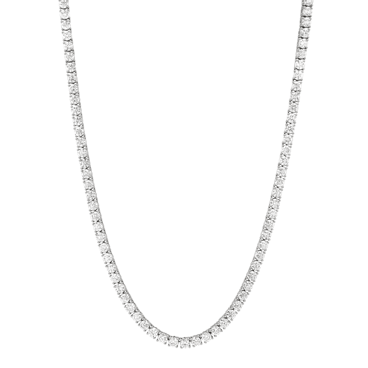 Hamilton Line Collection 18k White Gold and 13.86 Total Weight Natural Diamond Line 17 Inch Necklace