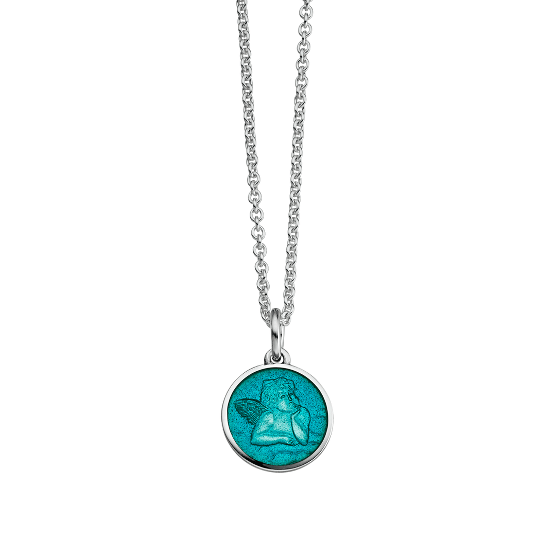 Guardian Angel Aqua Enamel Pendant