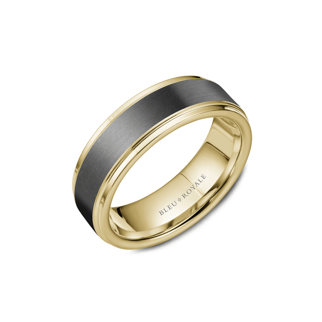 18k Yellow Gold and Grey Tantalum 7.5mm Wedding Band