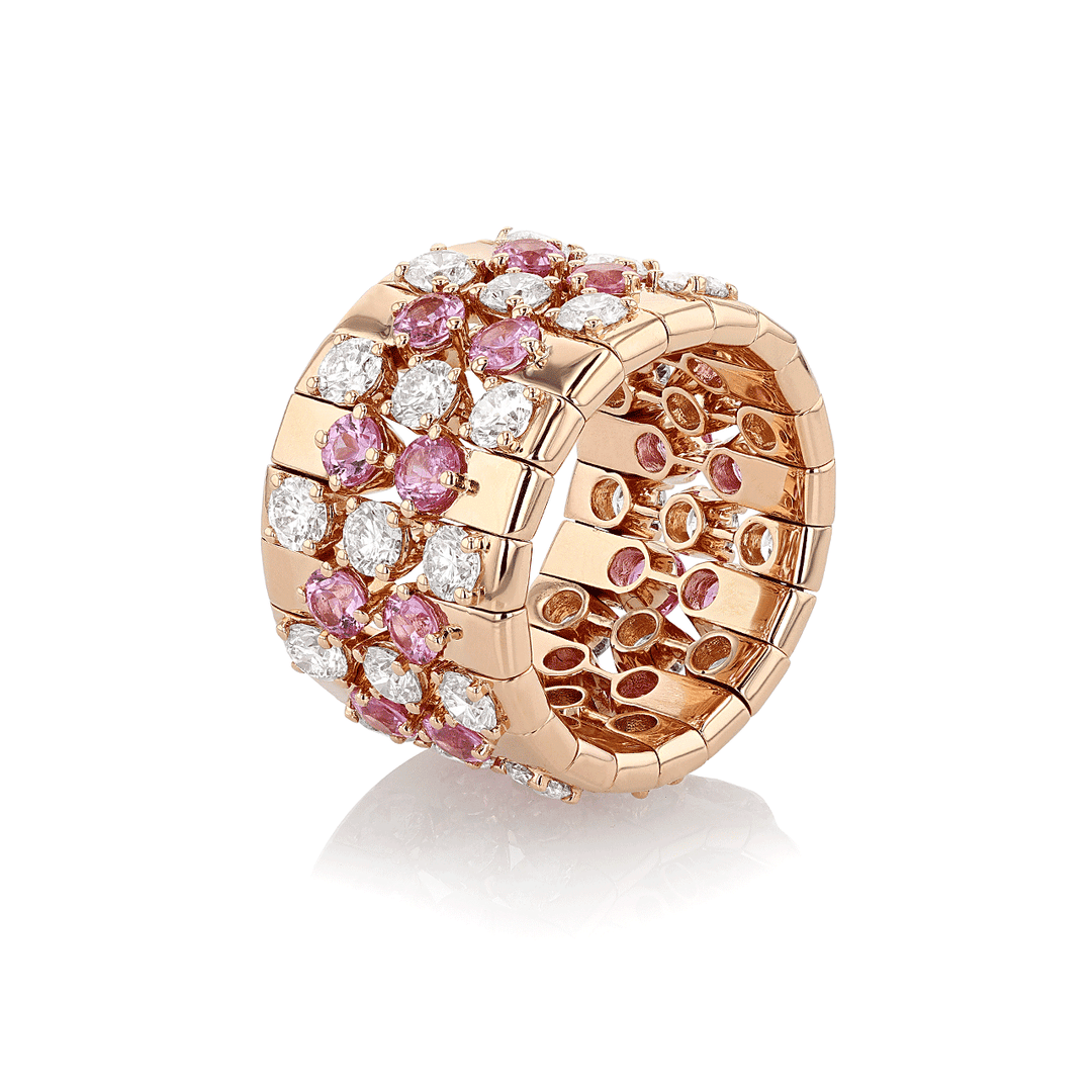 18k Rose Gold and 3.14 Pink Sapphire Diamond Fashion Band