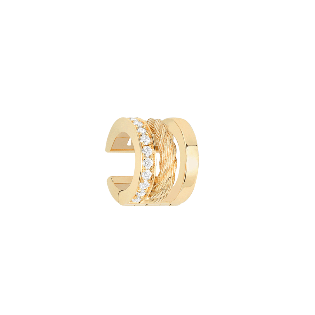 FRED Force 10 Rise 18k Yellow Gold and Diamond Ear Clip Single