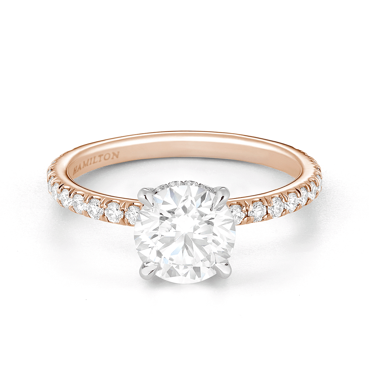 Hamilton Silhouette Collection Platinum 18k Rose Gold and Diamond Mounting Ring