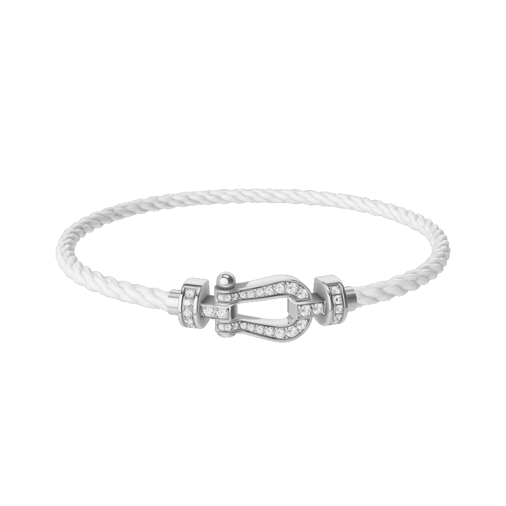 FRED White Cord Bracelet with 18k White Diamond MD Buckle, Exclusively at Hamilton Jewelers