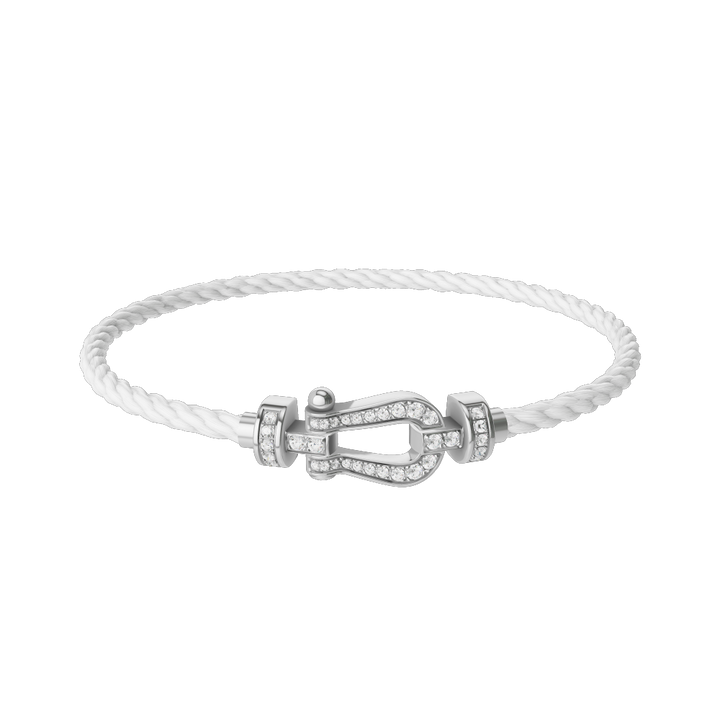 FRED White Cord Bracelet with 18k White Diamond MD Buckle, Exclusively at Hamilton Jewelers