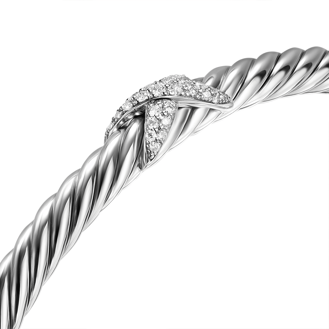 David Yurman Cable Flex X Station Bracelet Sterling Silver with Diamonds, 4mm