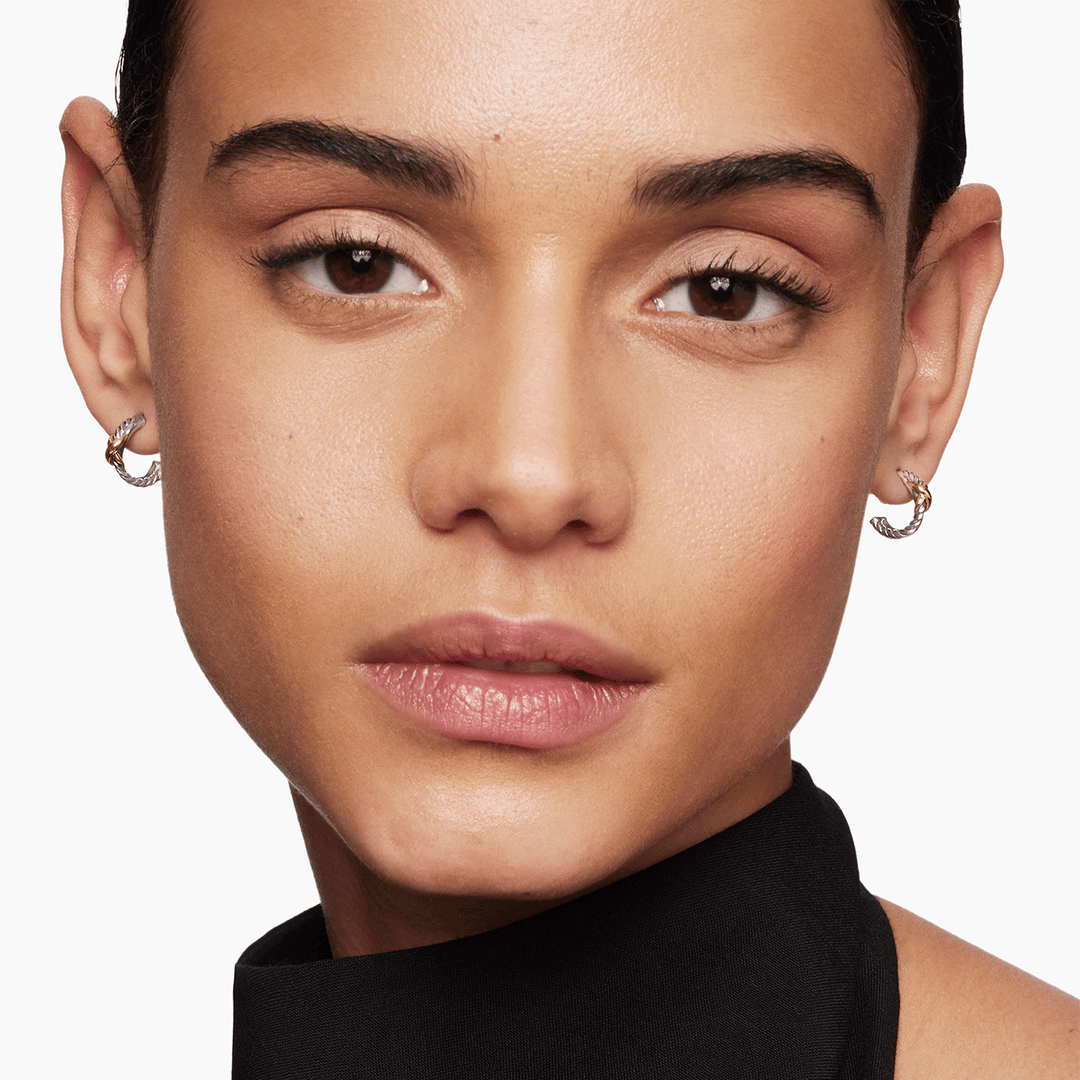 David Yurman Petite X Hoop Earrings in Sterling Silver with 18k Yellow Gold