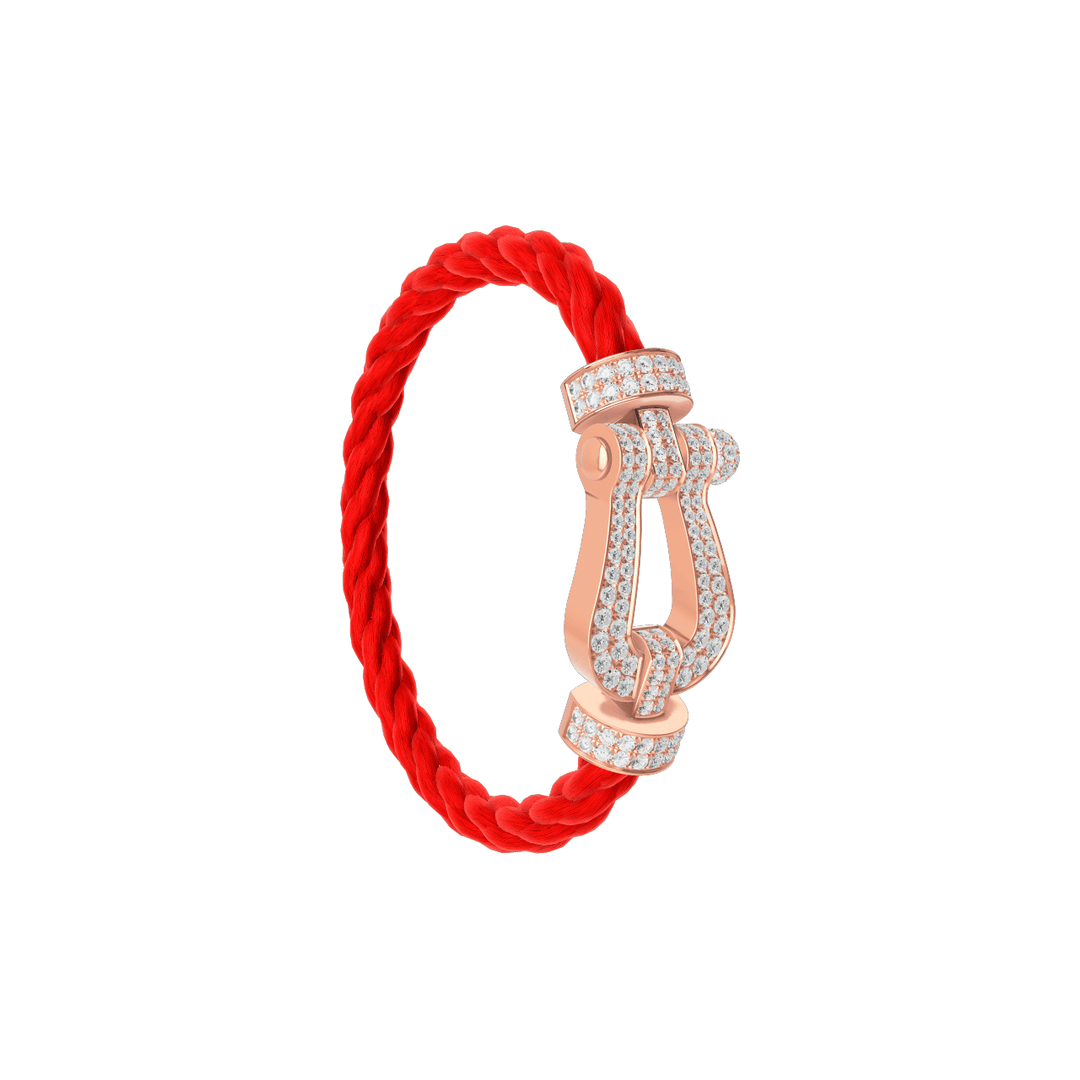 FRED Force 10 Red Cable with 18k Rose Gold Extra LG Full Pave Diamond Buckle, Exclusively at Hamilton Jewelers