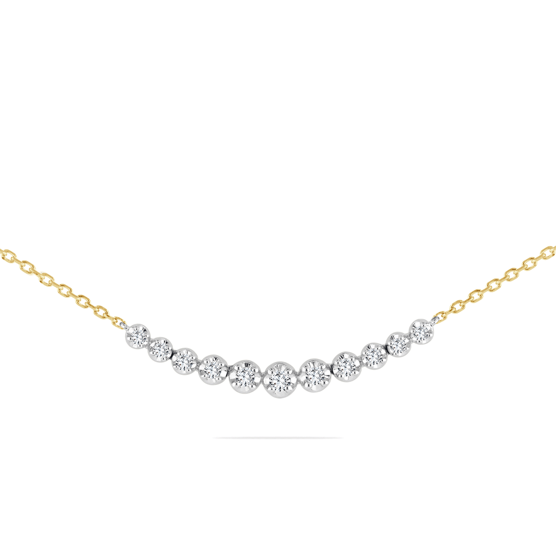 14k Yellow and White Gold Diamond .31 Total Weight Smile Necklace