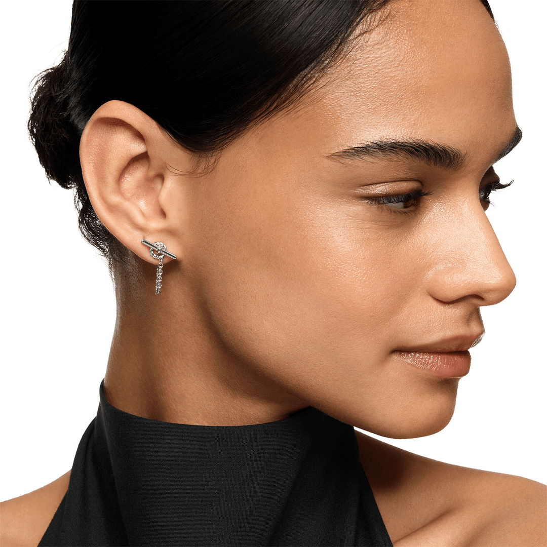 David Yurman DY Mercer® Petite Toggle Chain Stud Earrings Sterling Silver, 38.2mm