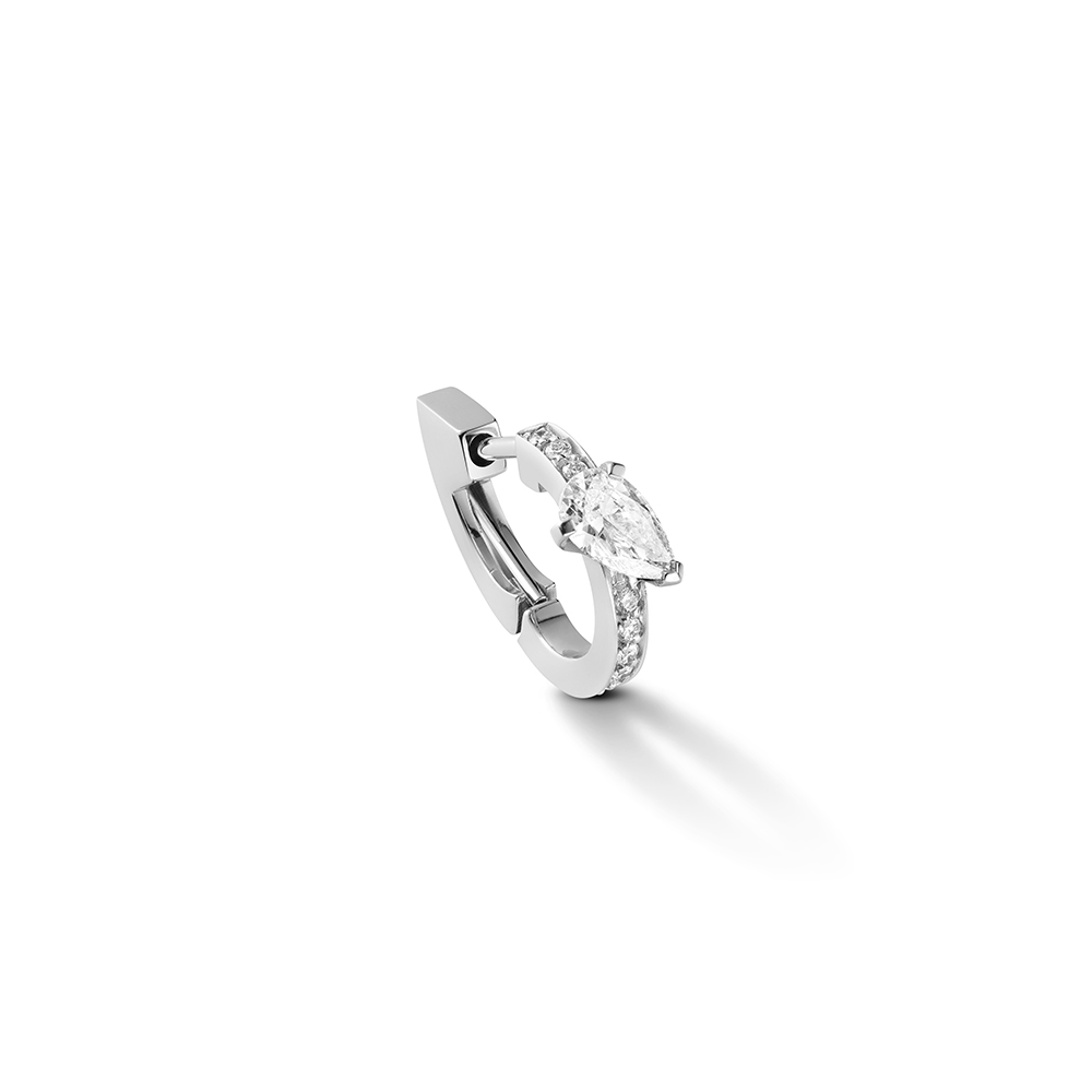 Repossi Serti Sur Vide 18k White Gold and Diamond Hoop Earring Set