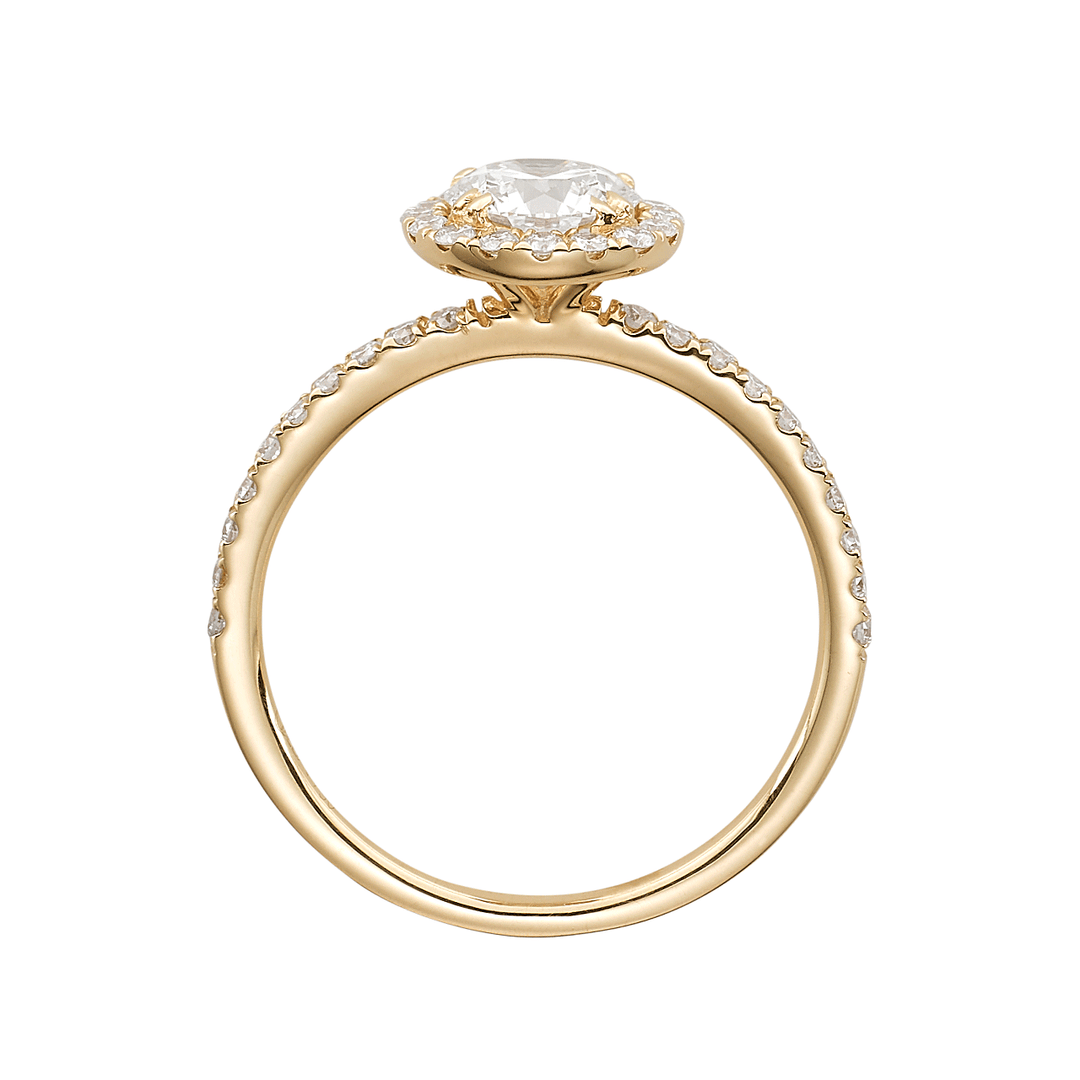 Hamilton Lisette Collection 18k Yellow Gold and 0.30 Total Weight Diamond Halo Mounting Ring
