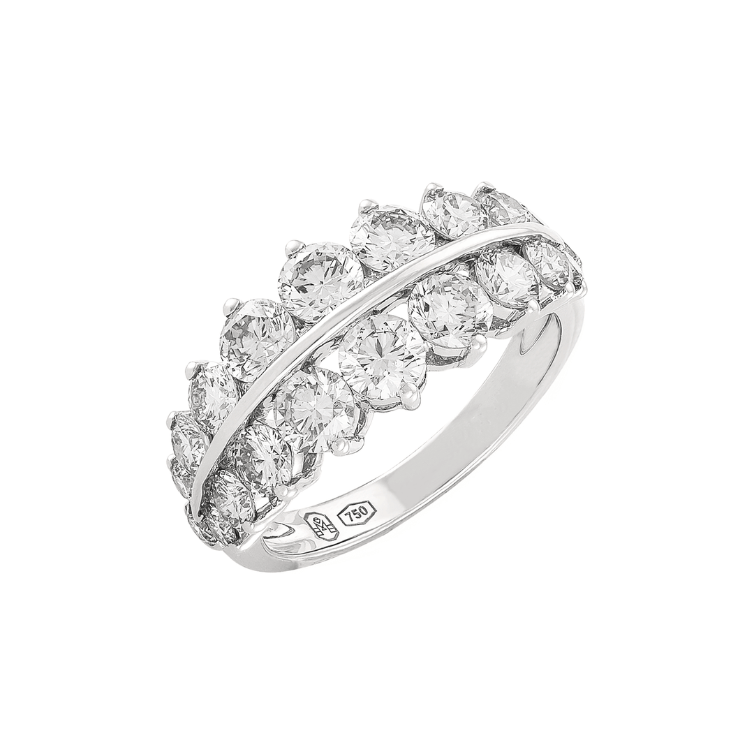 Etho Maria 18k White Gold and Diamond Two Row Ring