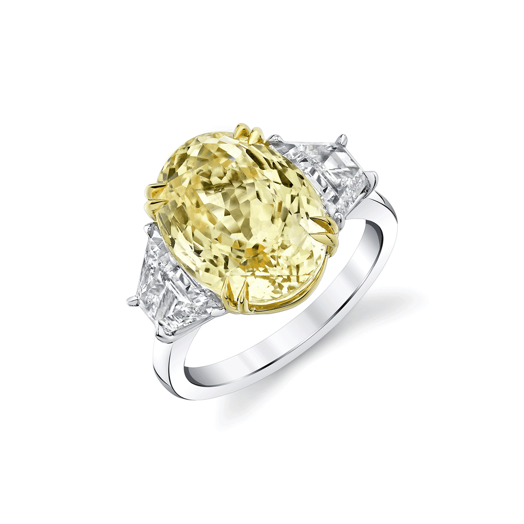 Private Reserve Platinum 18k Gold Yellow Sapphire 10.06 Total Weight Ring