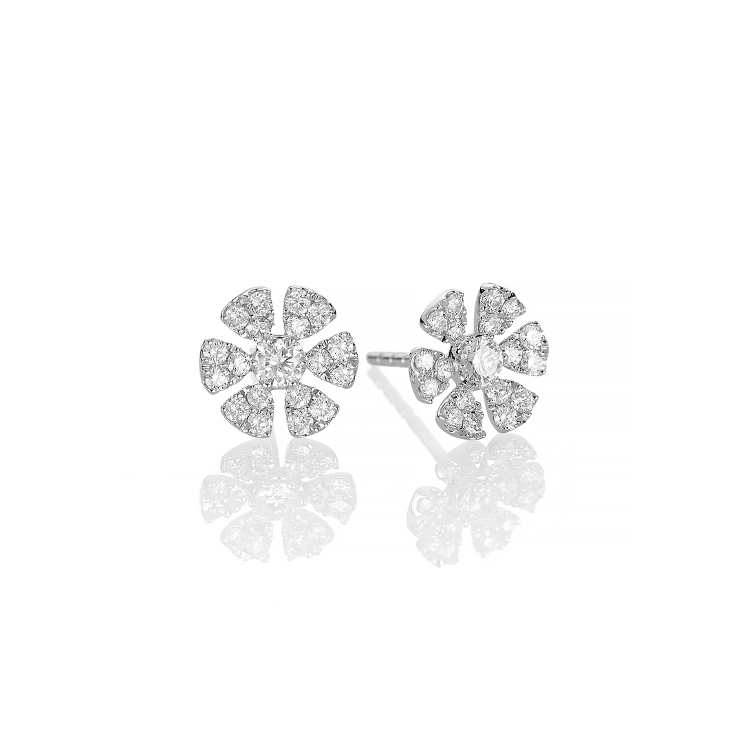 Fleur 18k White Gold and Diamond .50 Total Weight Earrings