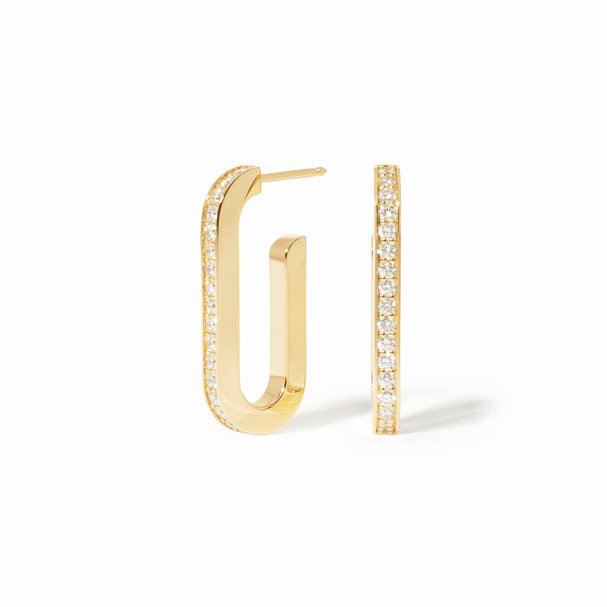 Dinh Van 18k Yellow Gold and Diamond Maillon Earrings
