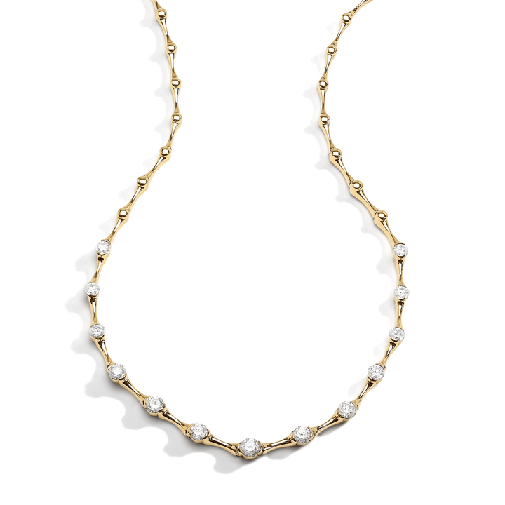 Wave 18k Yellow Gold and Diamond Necklace