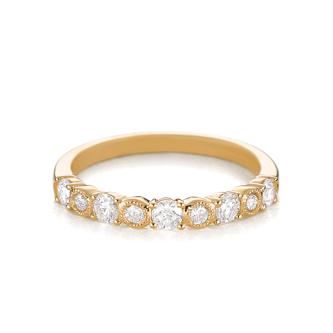 Hamilton Heritage Collection 18k Yellow Gold and 0.50 Total Weight Diamond Half Way Band