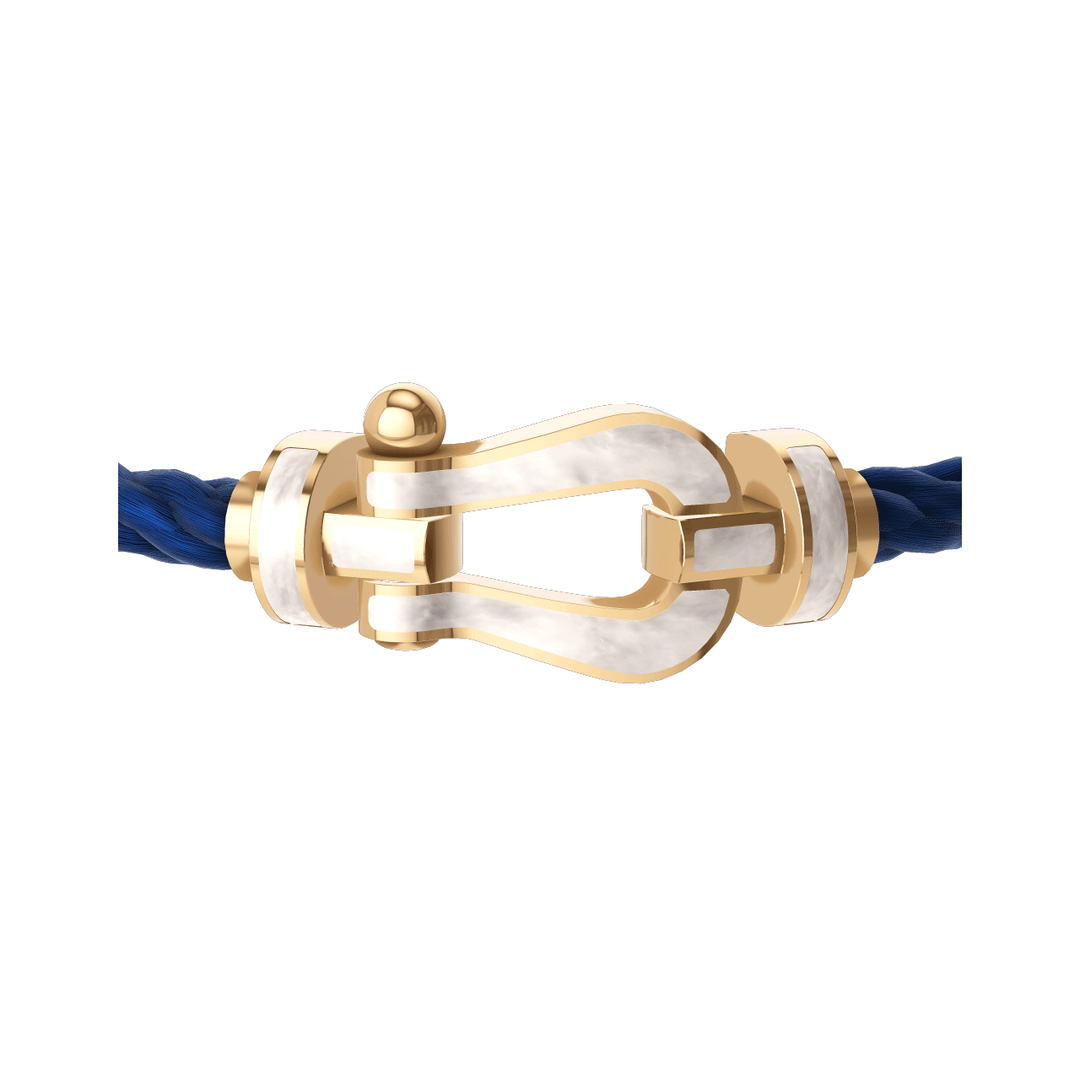 Fred FORCE 10 Navy Blue Cable 18k Yellow Gold Mother of Pearl LG Buckle, Exclusively at Hamilton Jewelers