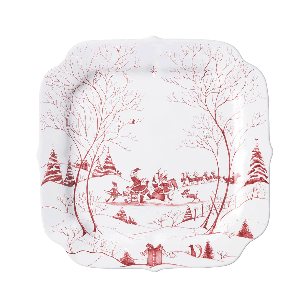 Juliska Country Estate Winter Frolic Ruby Santa's Cookie Tray