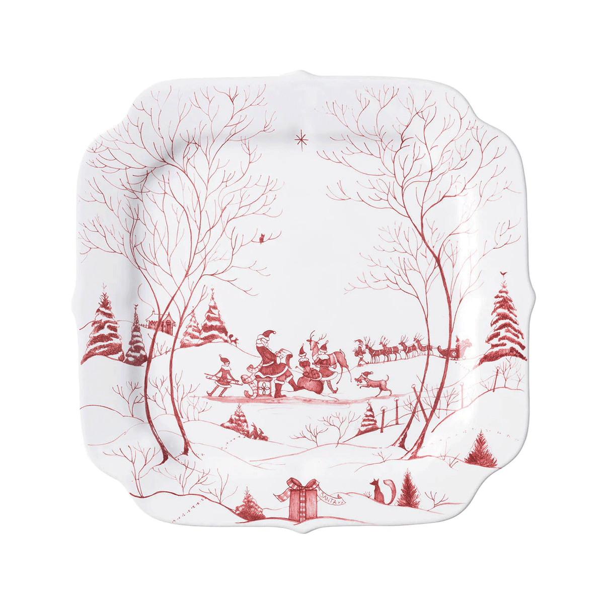 Juliska Country Estate Winter Frolic Ruby Santa's Cookie Tray
