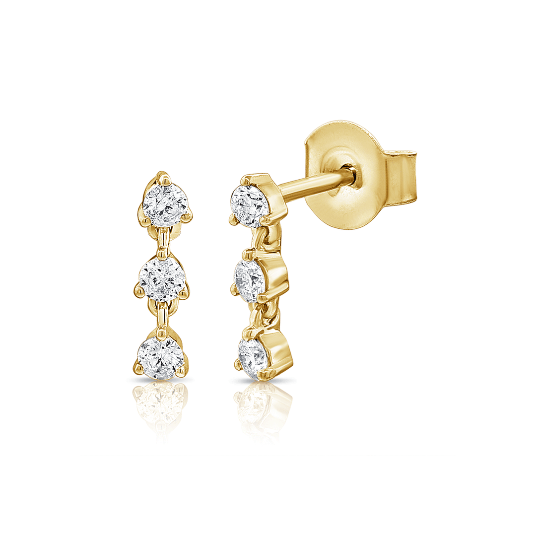 14k Yellow Gold and 0.25 Total Weight Diamond Earrings