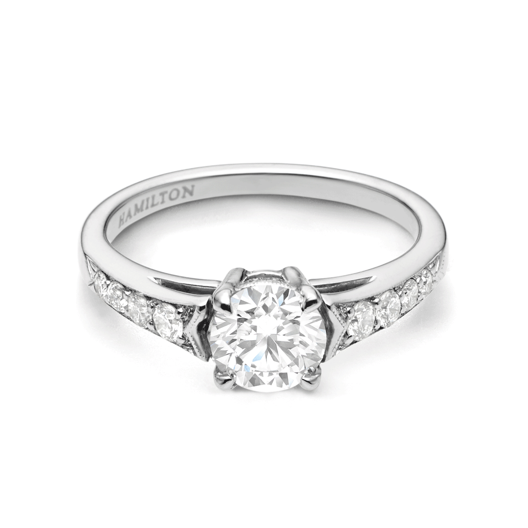 Hamilton 1912 Collection 18k White Gold and 0.25 Total Weight Diamond Engagement Mounting Ring