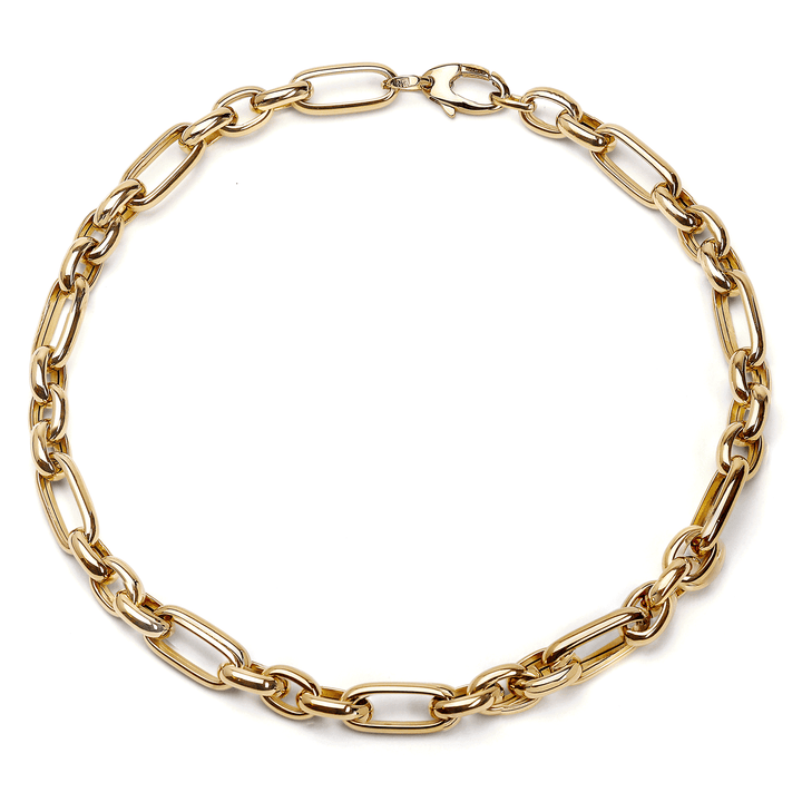 18k Yellow Gold 16 Inch Long Short Oval Link Necklace