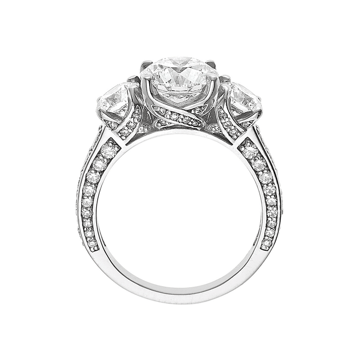 1912 3 Stone 18k White Gold Engagement Mounting Ring