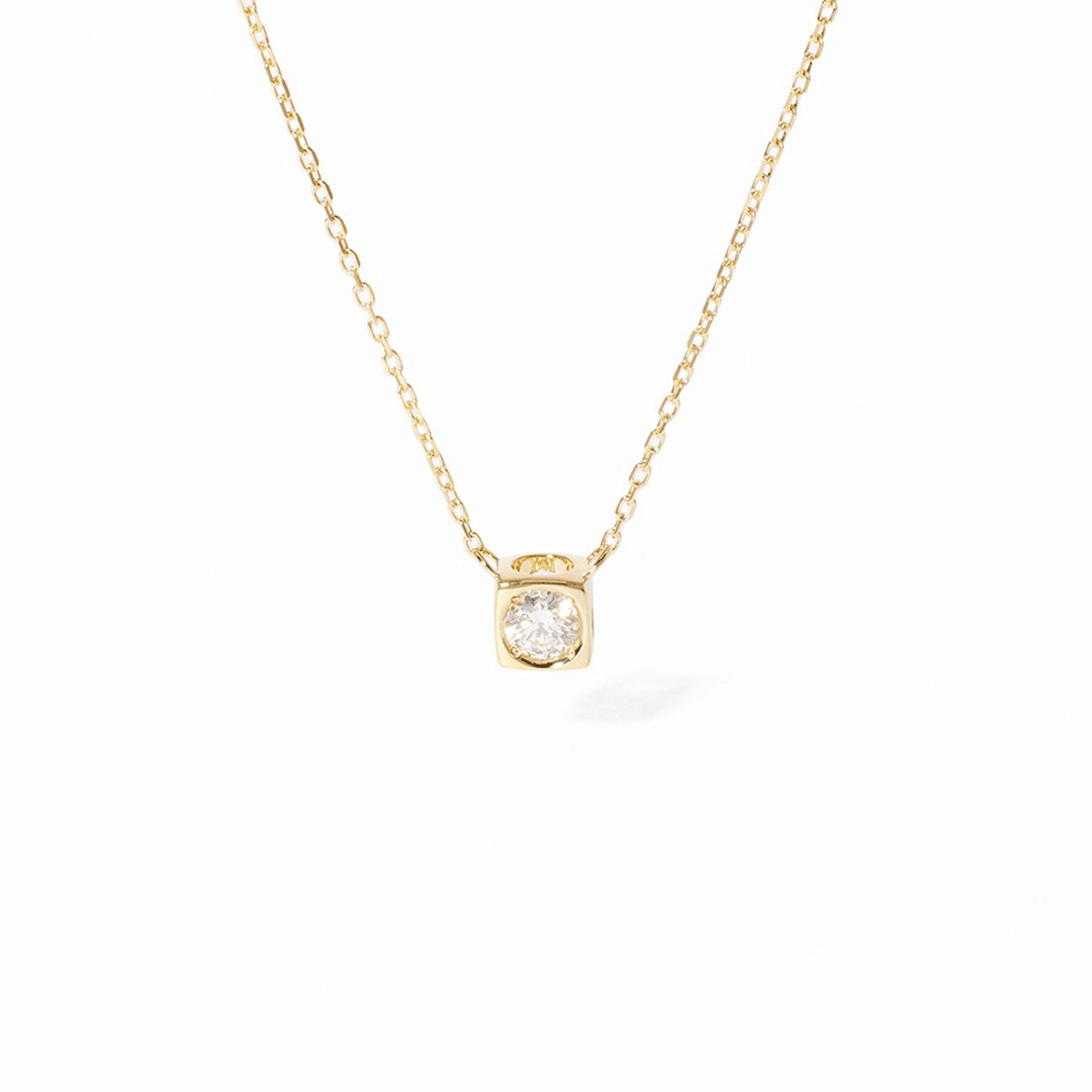 Dinh Van Le Cube 18k Yellow Gold Medium Diamond Necklace