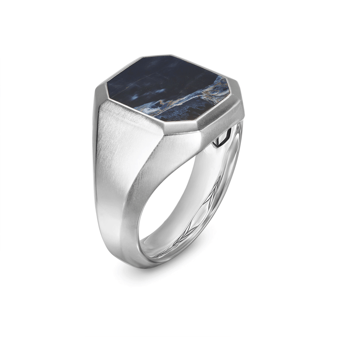 David Yurman Streamline® Signet Ring Sterling Silver with Pietersite, 18mm
