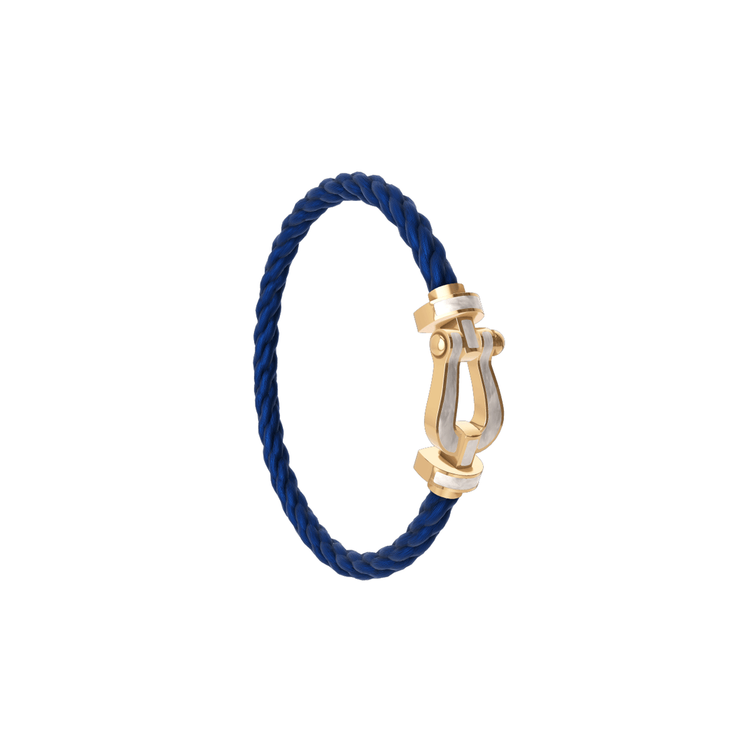 Fred FORCE 10 Navy Blue Cable 18k Yellow Gold Mother of Pearl LG Buckle, Exclusively at Hamilton Jewelers