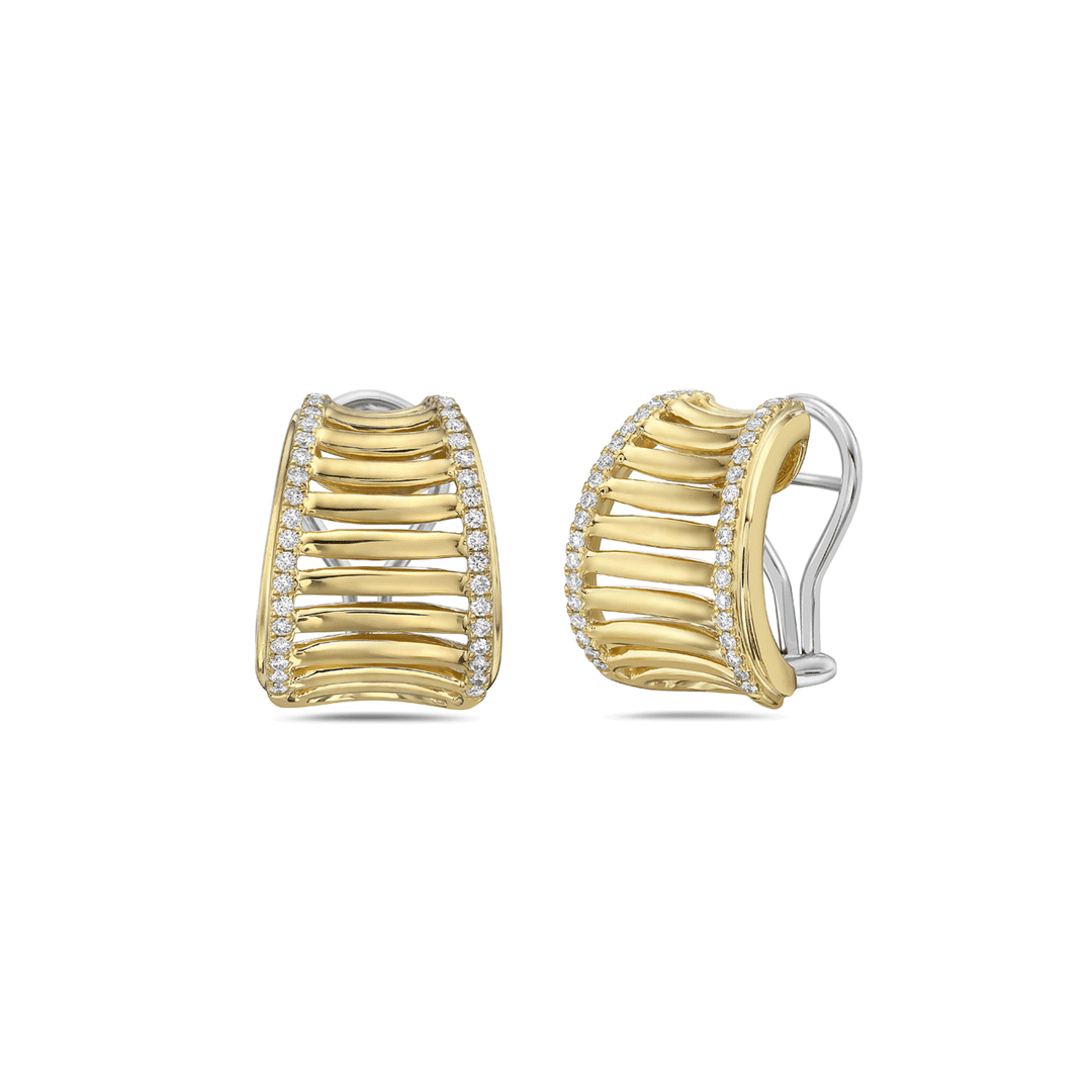 Charles Krypell 18k Gold and Diamond Cage Earrings